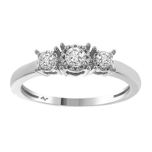 LADIES RING 0.25CT ROUND DIAMOND 10K WHITE GOLD