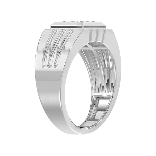 Sterling Silver Diamond Ring For Men 0.35Ct Round Cut Square Cluster Mens Ring Fine Jewelry Gift For Him
