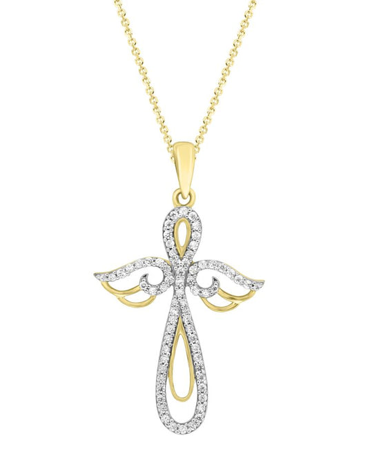 LADIES PENDANT WITH CHAIN 0.35CT ROUND DIAMOND 10K YELLOW GOLD