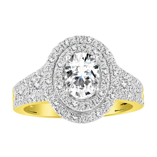SEMI MOUNT LADIES RING 0.80CT ROUND/OVAL DIAMOND 14K YELLOW GOLD (SI QUALITY)