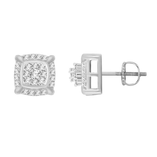 Sterling Silver White 0.25CT Round Diamond Fashion Earrings For Women Elegant Diamond Earrings