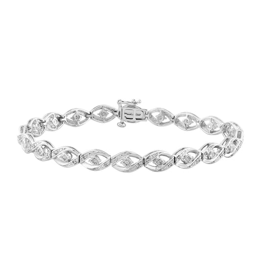 Sterling Silver Ladies Bracelet With 0.25 Ct Round Diamond Elegant Ladies Diamond Bracelet