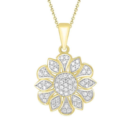 LADIES PENDANT 0.25CT ROUND DIAMOND 10K YELLOW GOLD