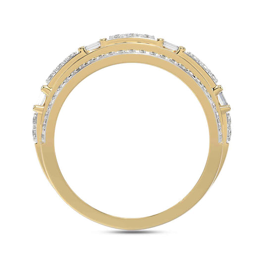MEN'S BAND 1.00CT ROUND/BAGUETTE DIAMOND 10K YELLOW GOLD