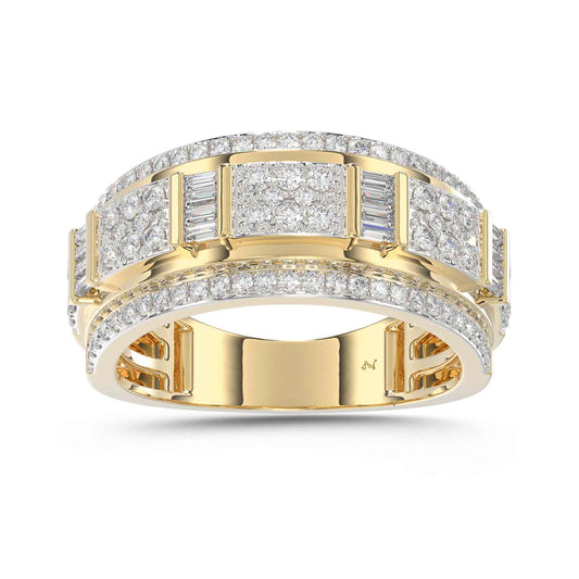 MEN'S BAND 1.00CT ROUND/BAGUETTE DIAMOND 10K YELLOW GOLD