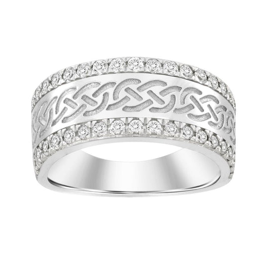 MEN'S BAND 1.00CT ROUND DIAMOND 14K WHITE GOLD (SI QUALITY)