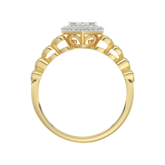 Elegant 10K Yellow Gold Heart-Shaped Engagement Ring Featuring 0.12Ct Round Diamonds With A Romantic And Timeless Design. Perfect As A Promise Ring, A