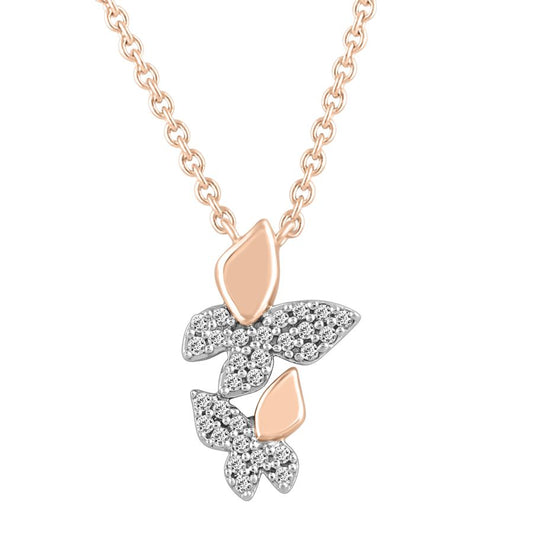 LADIES NECKLACE 0.15CT ROUND DIAMOND 10K WHITE/ROSE GOLD