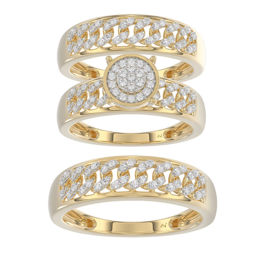 LADIES TRIO SET 0.50CT ROUND DIAMOND 10K YELLOW GOLD