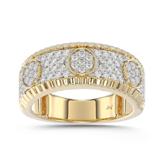 MEN'S RING 0.75CT ROUND DIAMOND 10K YELLOW GOLD