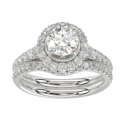 LADIES SEMI MOUNT BRIDAL SET 1.00CT ROUND DIAMOND 14K WHITE GOLD (SI QUALITY) (CENTER STONE 1.00CT ROUND DIAMOND)