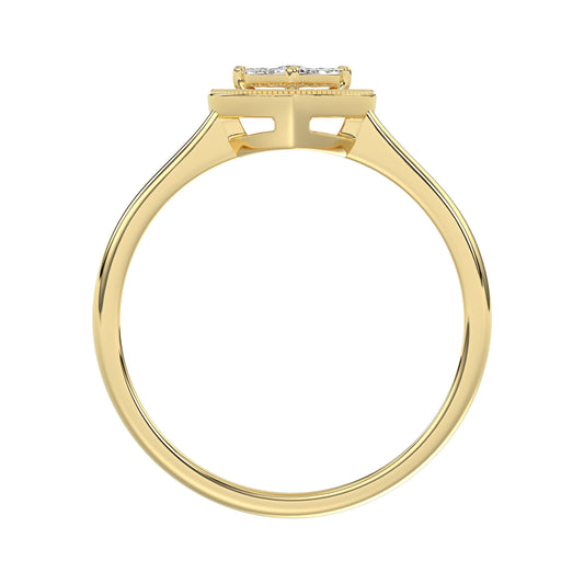 10K Yellow Gold Heart Diamond Ring For Women 0.10Ct Round Diamond Heart Ring