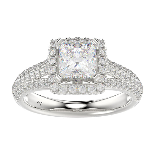 LADIES SEMI MOUNT RING 0.70CT ROUND/PRINCESS DIAMOND 14K WHITE GOLD (SI QUALITY) (CENTER STONE 1.00CT PRINCESS DIAMOND)