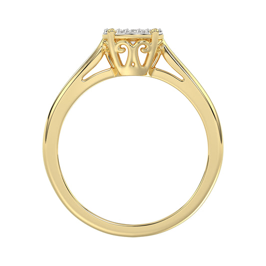 10K Yellow Gold Diamond Cluster Ring For Women 0.25Ct Round Diamond Fashion Ring