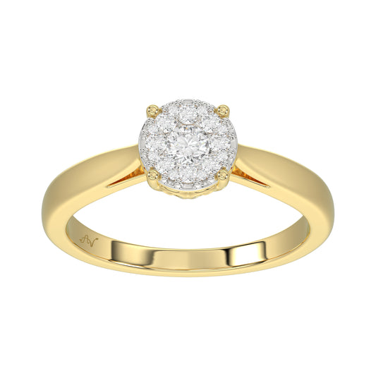 10K Yellow Gold Diamond Cluster Ring For Women 0.25Ct Round Diamond Fashion Ring