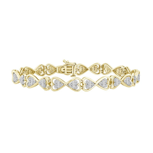 LADIES BRACELET 1.00CT ROUND/BAGUETTE DIAMOND 10K YELLOW GOLD
