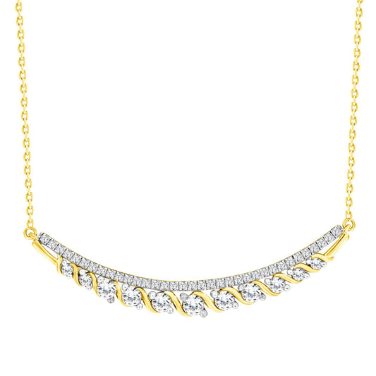 LADIES NECKLACE 0.75CT ROUND DIAMOND 14K YELLOW GOLD