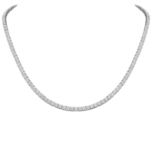 LADIES NECKLACE 8.00CT ROUND DIAMOND 10K WHITE GOLD