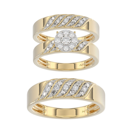 LADIES TRIOS SET 0.33CT ROUND DIAMOND 10K YELLOW GOLD