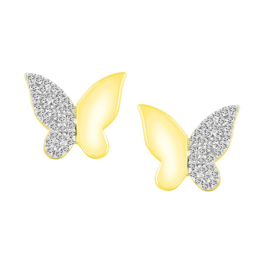 LADIES EARRINGS 0.20CT ROUND DIAMOND 10K YELLOW GOLD