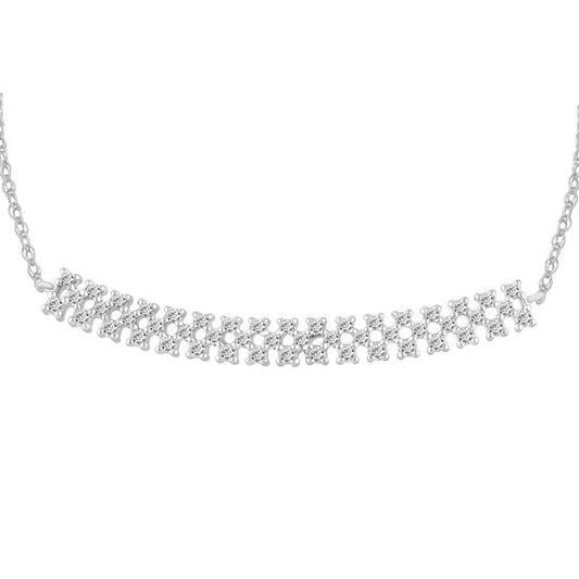 LADIES NECKLACE 0.25CT ROUND DIAMOND 10K WHITE GOLD