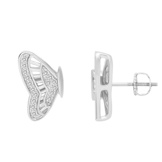 LADIES EARRINGS 0.15CT ROUND DIAMOND 10K WHITE GOLD