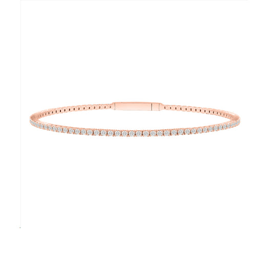 LADIES FLEXIBLE BANGLE 3.00CT ROUND DIAMOND 14K ROSE GOLD