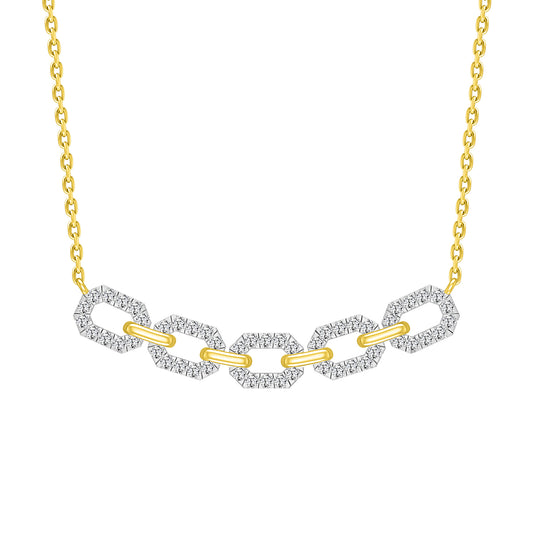 LADIES NECKLACE 0.50CT ROUND DIAMOND 10K YELLOW GOLD