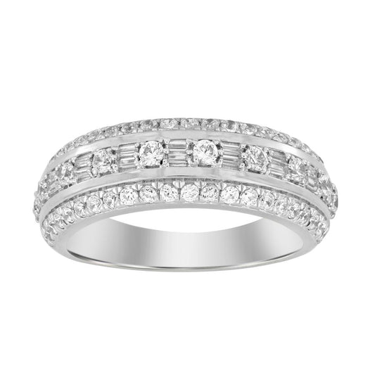 MEN'S BAND 1.00CT ROUND/BAGUETTE DIAMOND 14K WHITE GOLD