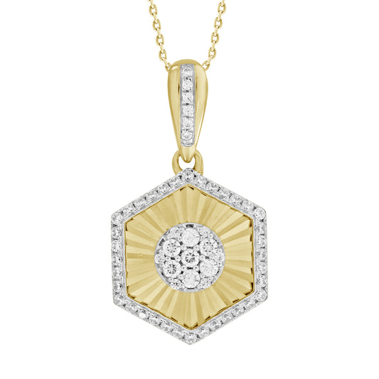 LADIES PENDANT WITH CHAIN 0.25CT ROUND DIAMOND 10K YELLOW GOLD