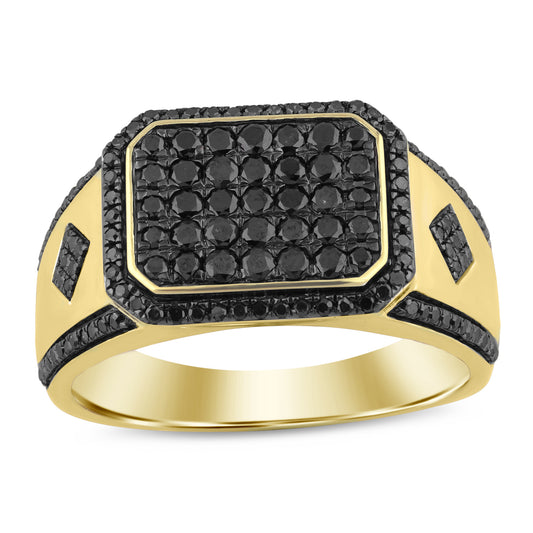 MEN'S RING 1.00CT ROUND/DARK BROWN DIAMOND 10K YELLOW GOLD