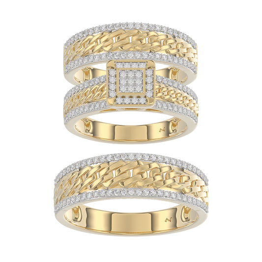 LADIES TRIOS SET 0.50CT ROUND DIAMOND 10K YELLOW GOLD