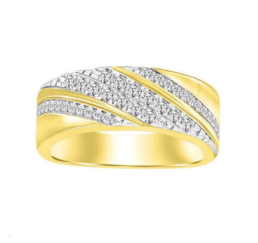 MEN'S BAND 0.50CT ROUND DIAMOND 14K YELLOW GOLD (SI QUALITY)