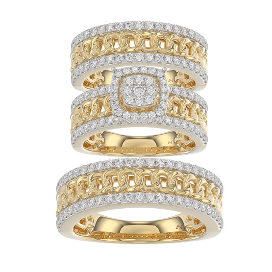 LADIES TRIO SET 1.50CT ROUND DIAMOND 10K YELLOW GOLD