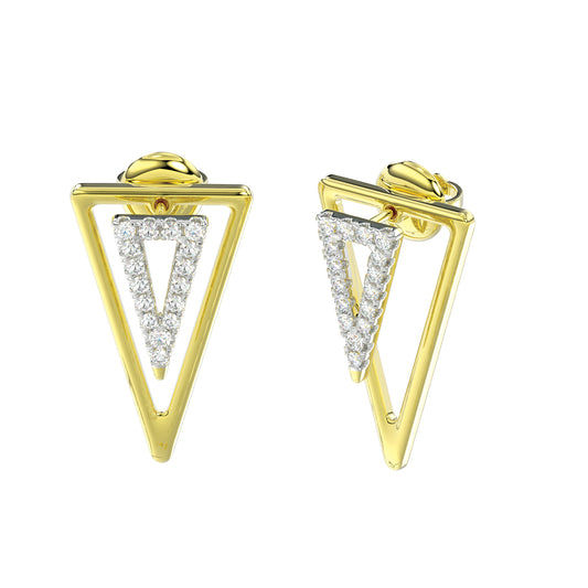 LADIES EARRINGS 0.25CT ROUND DIAMOND 14K YELLOW GOLD