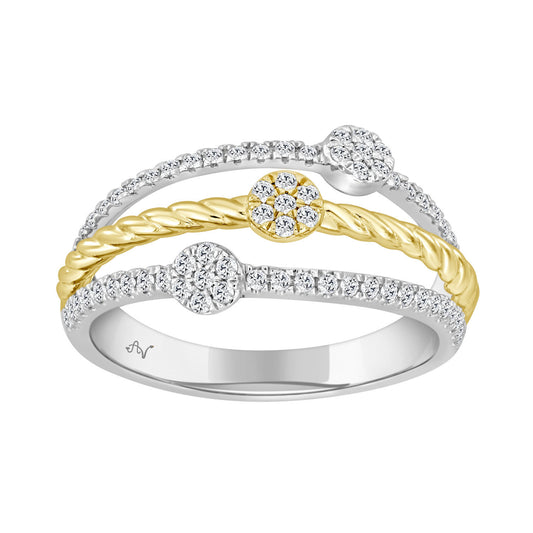 LADIES RING 0.33CT ROUND DIAMOND 14K YELLOW/WHITE GOLD