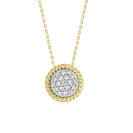 LADIES PENDANT WITH CHAIN 0.25CT ROUND DIAMOND 14K YELLOW GOLD