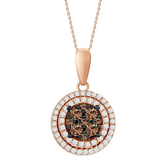 LADIES PENDANT WITH CHAIN 0.33CT ROUND DARK BROWN DIAMOND 14K ROSE GOLD