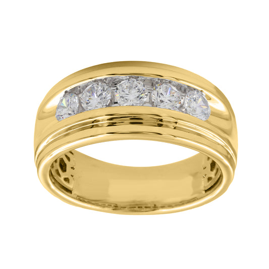 MEN'S BAND 1.00CT ROUND DIAMOND 14K YELLOW GOLD