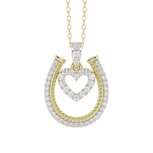 LADIES PENDANT WITH CHAIN 0.25CT ROUND DIAMOND 14K YELLOW GOLD