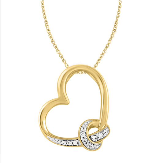 LADIES PENDANT 0.10CT ROUND DIAMOND 10K YELLOW GOLD