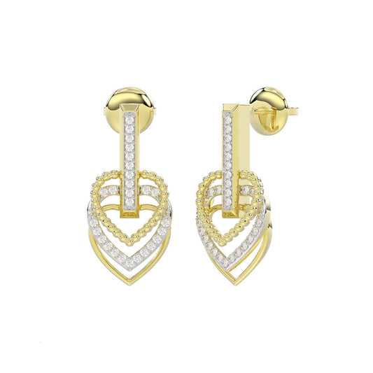 LADIES EARRINGS 0.25CT ROUND DIAMOND 14K YELLOW GOLD