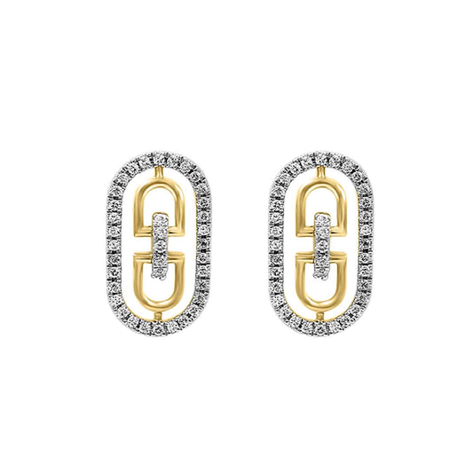 LADIES EARRINGS 0.25CT ROUND DIAMOND 14K YELLOW GOLD