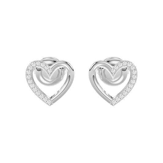 LADIES EARRINGS 0.10CT ROUND DIAMOND 14K WHITE GOLD