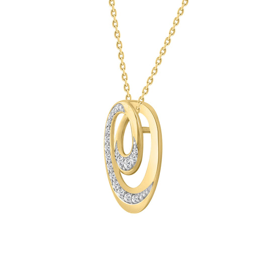 LADIES PENDANT WITH CHAIN 0.16CT ROUND DIAMOND 14K YELLOW GOLD