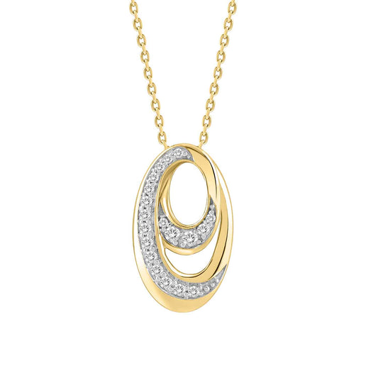 LADIES PENDANT WITH CHAIN 0.16CT ROUND DIAMOND 14K YELLOW GOLD