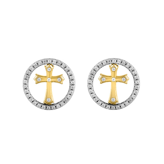 LADIES EARRINGS 0.25CT ROUND DIAMOND 14K YELLOW GOLD