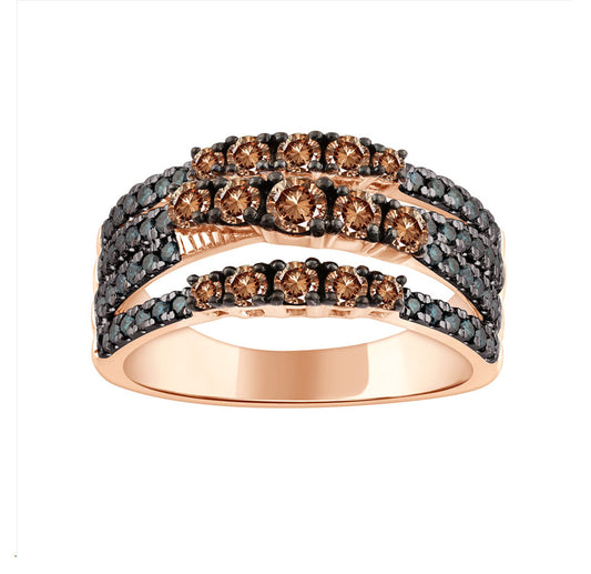 LADIES RING 1.00CT BLUE/DARK BROWN DIAMOND 14K ROSE GOLD