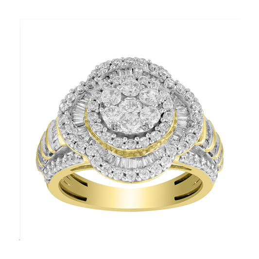 LADIES RING 1.00CT ROUND DIAMOND 10K YELLOW GOLD