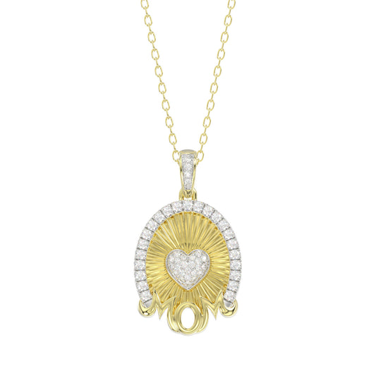 LADIES PENDANT WITH CHAIN 0.25CT ROUND DIAMOND 14K YELLOW GOLD